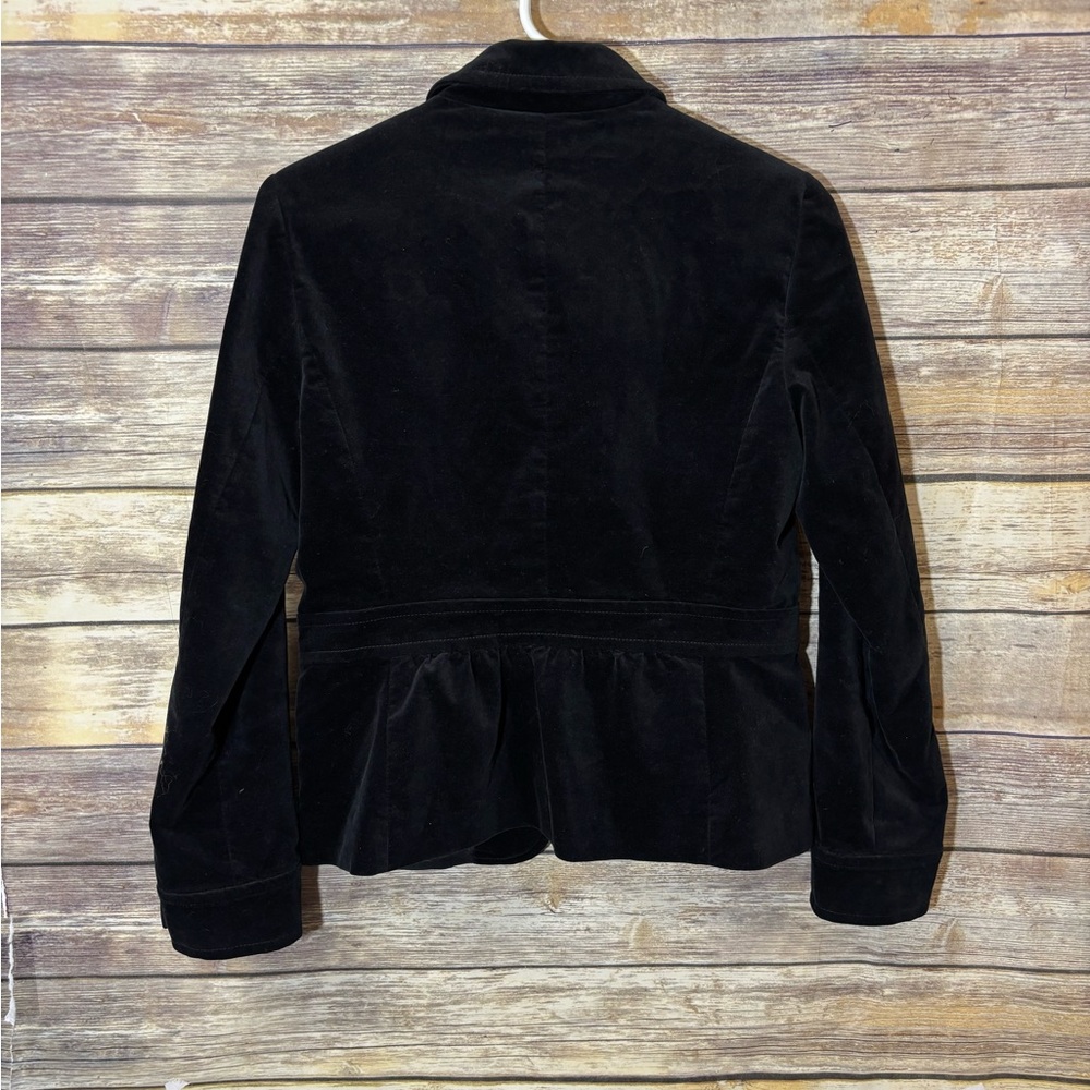 Talbots Classic Black Blazer 6 Velvet Military Buttons Front Pockets Career - Picture 3 of 5